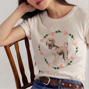 Free People Fur Friend Embroidered Dog Tee- Doodle Ivory